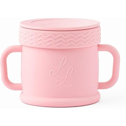 Nontoxic 10oz Snack Cup with Freshness Lid - Premium Medical Grade Silicone - BPA & PFAS Free - Mess-Free Lid Design - Easy to Clean and Dishwasher Safe (Peach)