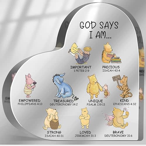 Winnie Inspirational Decor, Christian Religious Gifts for Women, Winnie Bible Verse Encouragement Presents for Sister Mom Friend, Home Office Desk Decor Acrylic Plaques