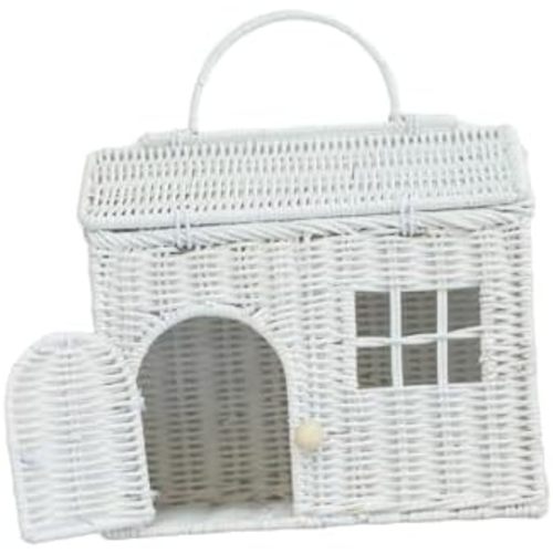 Rattan House Shaped Basket Wicker Small Doll House Mouse Box