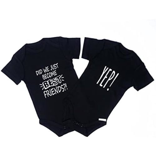 Twin Stuff 100% Cotton Unisex Best Friends Rompers – Cozy and Adorable Matching Outfits for Newborn Identical Twins