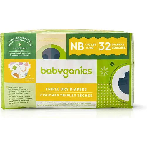 Babyganics Diapers, Size 1 (18-14 lbs) 232 Count, Ultra Absorbent, Unscented, Made Without Chlorine, Latex