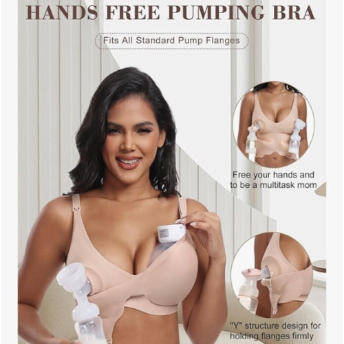 Wireless Seamless Pumping Bra Hands Free Nursing Bra Wirefree Comfort Wearable Breast Pump Brass