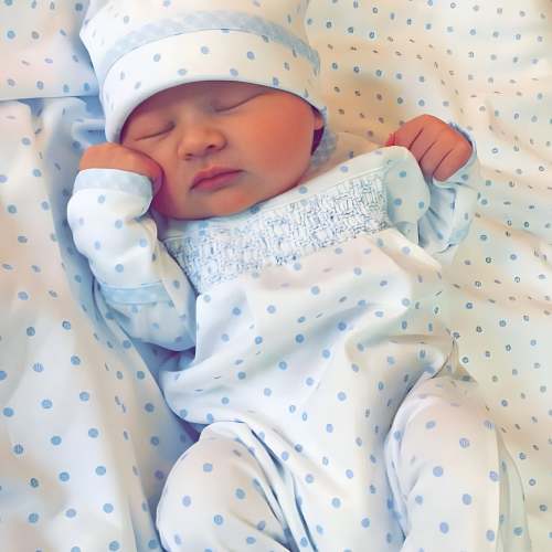 Magnolia Baby Boy Gingham Dots Smocked Footie in Light Blue