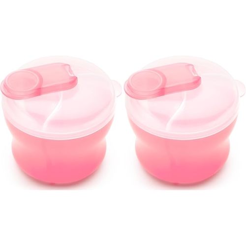 Munchkin Formula Dispenser for Baby Bottle Feeding On The Go, Easy-Pour Spout for Powdered Formula & Cereal, 3 Compartments, 9 Ounce, Pink (Pack of 2)