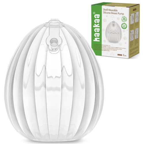 haakaa Shell Breast Pump, Wearable Manual Breast Pump - Hands Free, Passive Silicone Breastmilk Collection for Nursing Mom, Breastfeeding Leak Catcher, 75ml-1 pc
