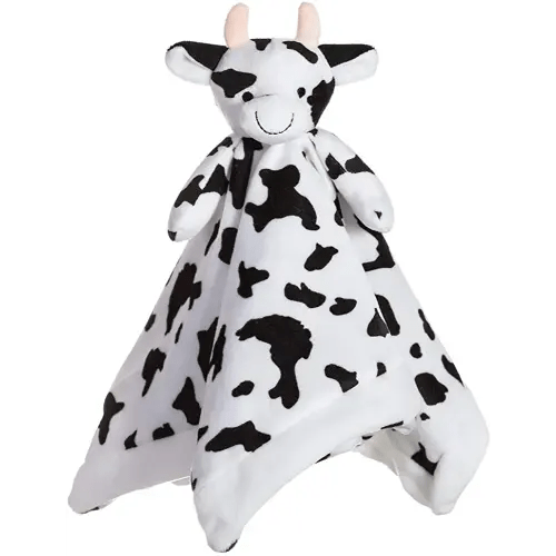 Apricot Lamb Stuffed Animals Cow Security Blanket Infant Nursery Character Blanket Luxury Snuggler Plush Baby Lovey(Cow, 13 Inches)