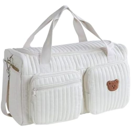 Quilted Diaper Bag Large Capacity Duffle Bag Weekender Bag for Hospital and Weekender Travel