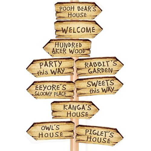 20PCS Winnie Arrow Signs Double-Side Directional Sign For Classic Pooh Baby Shower Decorations Winnie Birthday Decor Party Lawn Sign