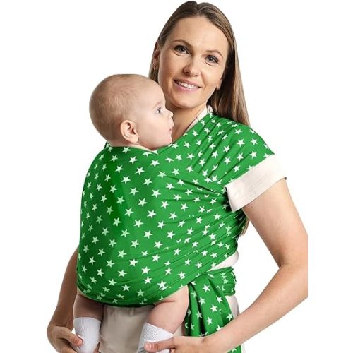 Fashion Star Pattern Baby Wraps Carrier,Comfortable Baby Wearing Wrap and Swaddle,Stretchy, Breathable,Hands-Free Design Infant Sling for Newborn to Toddler 7-35 lbs