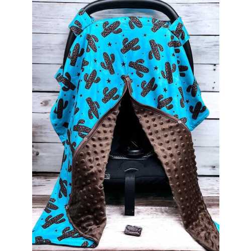 Cactus Printed On Turquoise Car Seat Cover. Zytg25153022 M