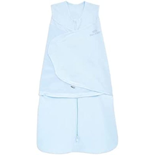 HALO 100% Cotton Sleepsack Swaddle, 3-Way Adjustable Wearable Blanket, TOG 1.5, Baby Blue, Small, 3-6 Months