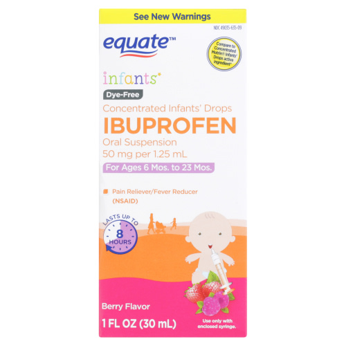 Equate Concentrated Infants' Drops Ibuprofen Oral Suspension, Berry Flavor, 1 fl oz