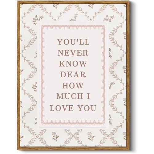WHASAYART Framed Vintage Wildflower Wall Art Pink Nursery Decor for Girls, Inspirational Quote Print Farmhouse Floral Motivational Poster for Nursery Toddler Room 12x16 inch