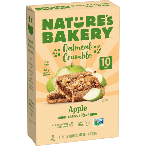 Nature's Bakery Oatmeal Crumble Apple, 10 Breakfast Snack Bars, 1.41 oz