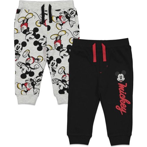 Disney Mickey Mouse Newborn Baby Boys 2 Pack Drawstring Pants Black and Grey 6-9 Months
