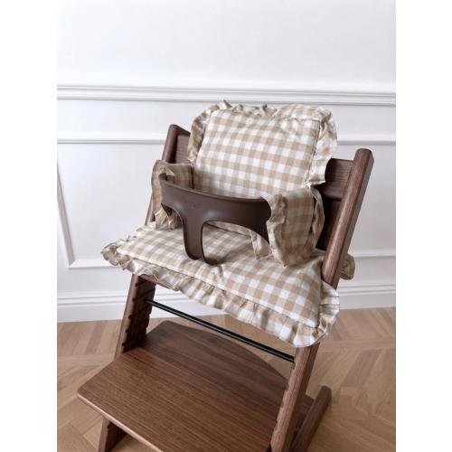 Waterproof Ruffle Vichy Gingham Cushion Set for Stokke Tripp Trapp Highchair