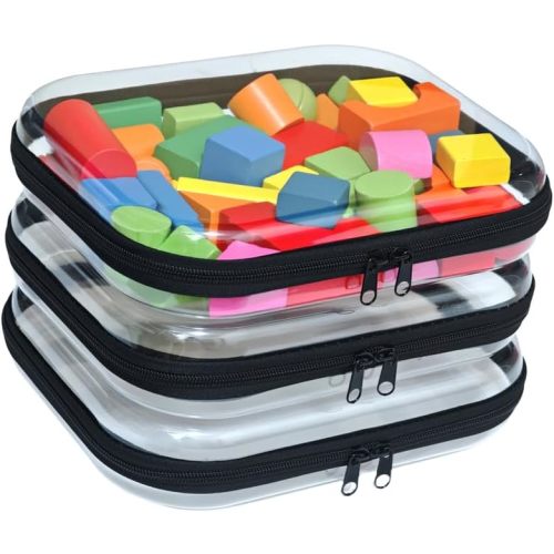 3PCS Zippered Transparent Cases for Snacks,Portable Waterproof Cosmetic Bag with Zipper,Clear Hard Shell Zipper Case for Cosmetic Storage, Putting Snacks, Pencil Case