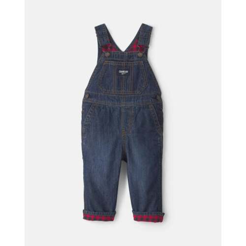Baby Boy Buffalo Check Denim Overalls - Dark Wash - OshKosh B'gosh | Carter's