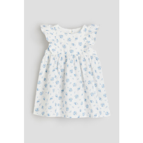 Flounce-trimmed Cotton Dress