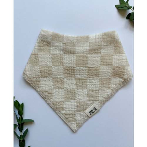 Neutral Checkered Bandana Bib - Dune