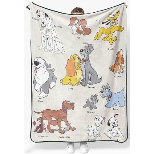 Jay Franco Kids Plush Throw Blanket – Soft & Cozy Fleece Throw for Bedroom & Couch Décor, Official Licensed Product, Beige - Disney Dogs, 46x60 - Throw Blanket
