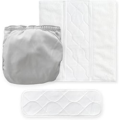 Amazing Baby Hybrid Cloth Diaper Cover with Pocket-Sling, Med, Sz 3 (12-25 lbs), Use Boosties Inserts, Gray, SmartNappy Set includes Swim Cover + Tri-fold Insert + Booster Pad