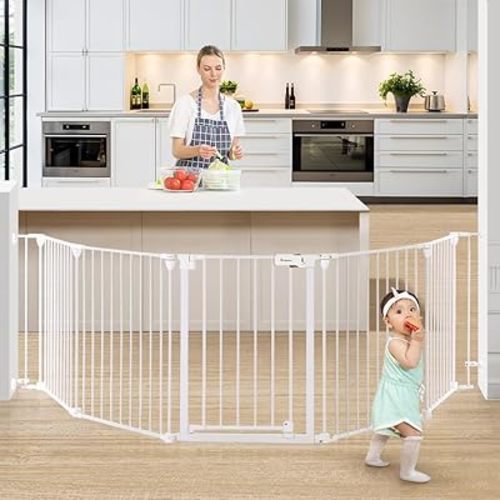 COMOMY 127.8" Extra Wide Baby Gate (30" Tall, White)