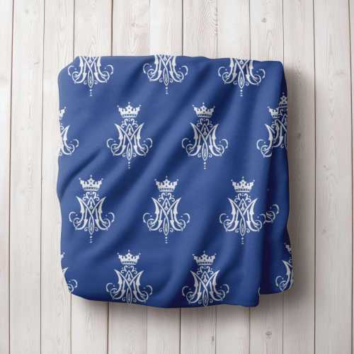 Dark Blue Christian Catholic Baby Blanket Swaddle, Receiving Blanket for Catholic Baptism, Auspice Marie Design, Catholic Baby Boy Gift