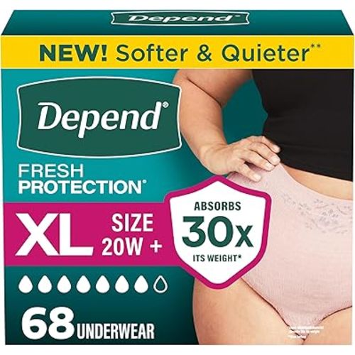 Depend Fresh Protection Adult Diapers for Women, XL, 68 Count
