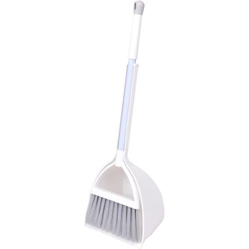 Mini Broom with Dustpan for Kids,Little Housekeeping Helper Set (White+Grey)