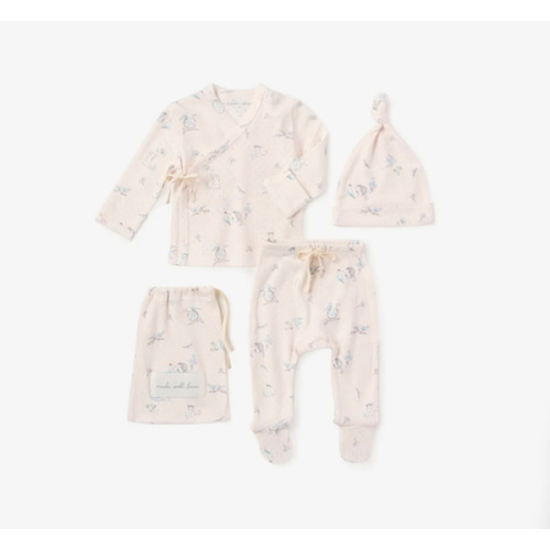Meadow Mouse Printed Organic Cotton Pointelle Layette Set