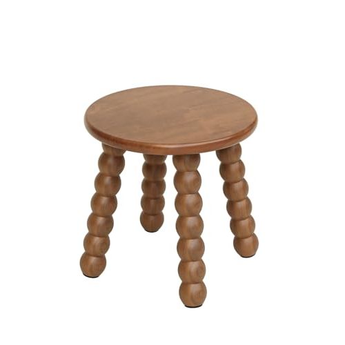 Masupu Solid Wooden Step Stool for Adults Kids, 11 inch Small Foot Stool, Non-Slip One Step Stool, Sturdy Foot Stool for Bathroom, Bedroom, Kichen, Plant Stand(Walnut Brown)