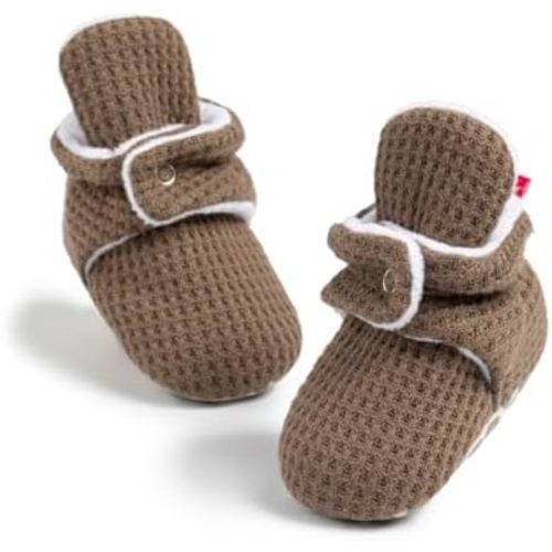 Babelvit Newborn Baby Boy Girl Soft Fleece Booties Stay On Infant Slippers Socks Shoe Non Skid Gripper Toddler First Walkers Winter Ankle Crib Shoes