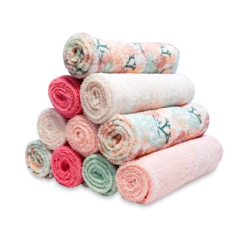 Spasilk Baby Washcloths Set for Newborns and Infants, Pink Coral 9x9 inches, Pack of 10, Terry Bathtime Essentials