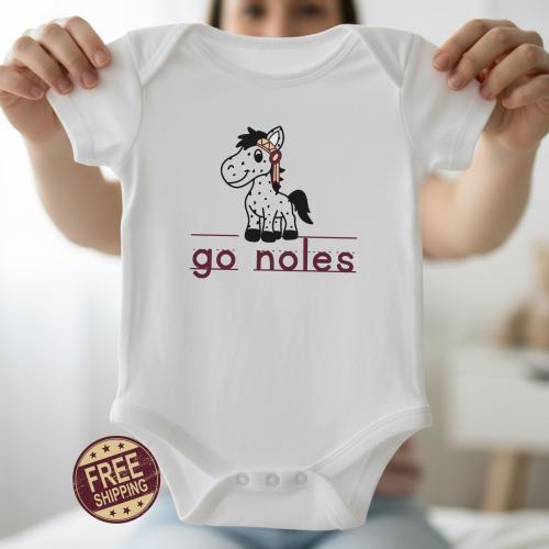 Go Noles Baby Onesie: Hand-Drawn Renegade, Florida State Game Day Outfit. FSU baby shower gift.