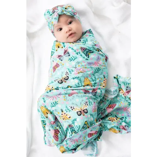 Moth Print Bamboo Swaddle Blanket | Soft Swaddle for Babies