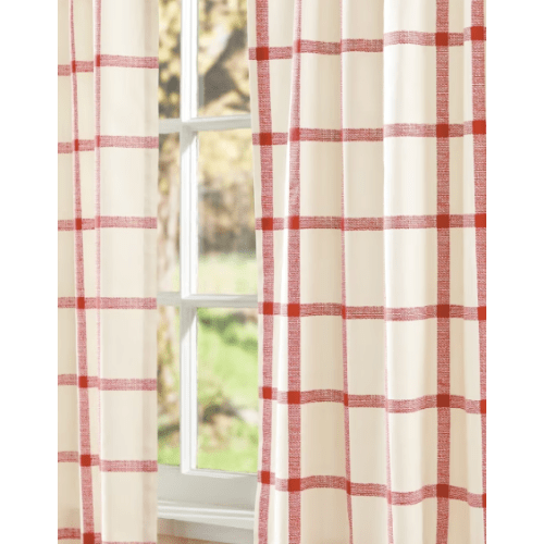 Windowpane Rod Pocket Plaid Print Curtains