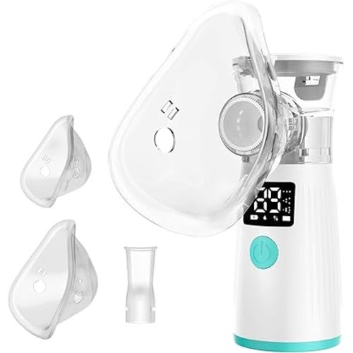 Portable Nebulizer, Mesh Nebulizer for Adults and Kids with Smart LED Display, 3 Modes & Auto-Cleaning for Home and Travel Use