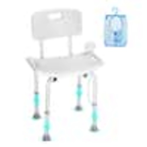 VEVOR Shower Chair with Back Adjustable Height Bathtub Non-Slip Bathroom Chair 350 lbs. 20.07 in. W White Free-standing LYYFXLHJPESWYQ55WV0