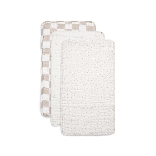 Nana Baby Burp Cloths  100% Organic Cotton, Oversized & Hypoallergenic, 8-Layer Muslin, Machine Washable, Neutral Unisex Colors, Gentle on Sensitive Skin, Set of 3 (Beige)