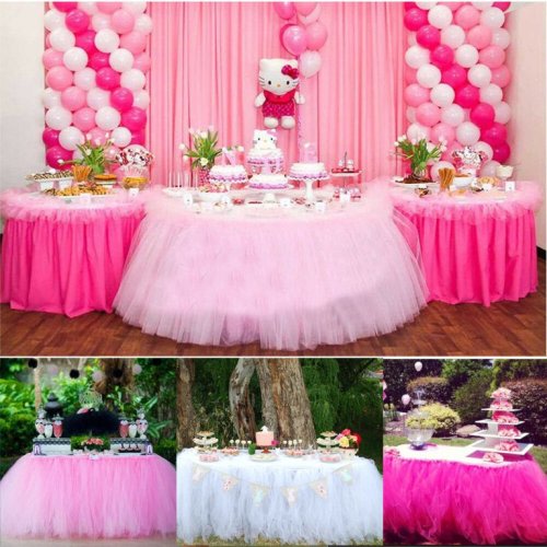 Luethbiezx Tulle Tutu Table Chair Skirt for Wedding Birthday Party Baby shower Decoration