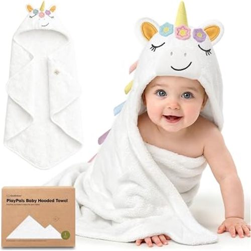 KeaBabies Organic Baby Towel with Hood for Girls, Boys - Soft, Absorbent, 100% Cotton Hooded Baby Towels for Newborns, Infants, Large Hooded Bath Towels for Babies, Kids, Toddler 1-3 (Uria)