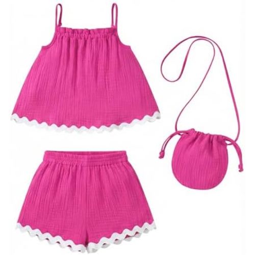Toddler Baby Girl Clothes 3 Piece Summer Outfit Tank Top Shorts Matching Bag 18M 24M 3T 4T