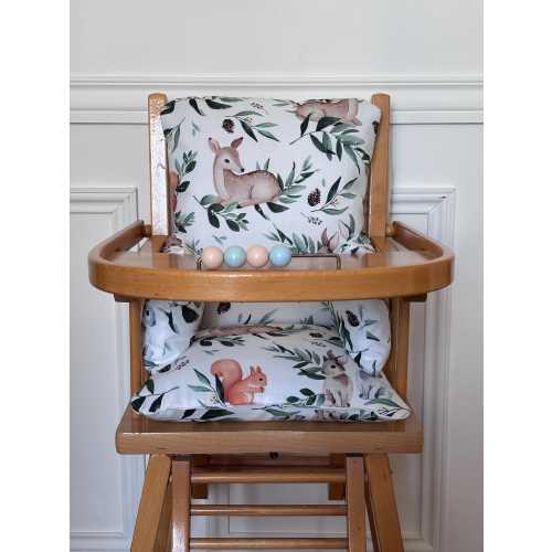 Combelle high chair cushion, forest green – soft cotton baby high chair cushion – Combelle high chair cushion – vintage high chair cushion