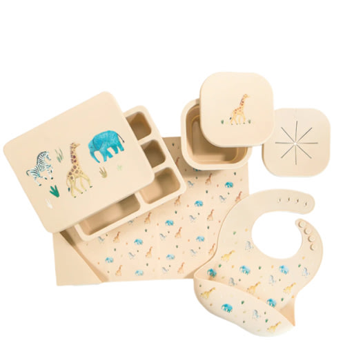 Silicone Mealtime Bundle Safari Warm Cream – Austin Baby Collection
