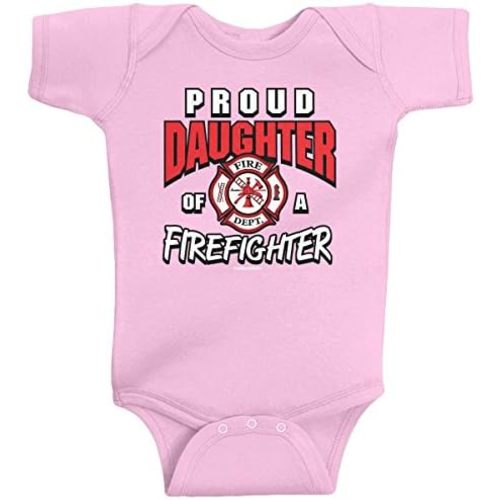 Threadrock Baby Girls' Proud Daughter of a Firefighter Infant Bodysuit