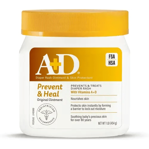 A+D Original Diaper Rash Ointment, Prevents & Protects Diaper Rash, Moisturizes & Heals Dry Skin With Vitamins A&D, 16oz Jar