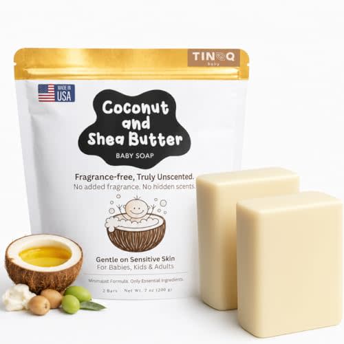 Fragrance Free Baby Bar Soap for Sensitive Skin | Unscented Natural soap bar for toddlers kids adults with gentle skin | Organic ING | Made in USA | 2 Bars (3.5 oz Each)