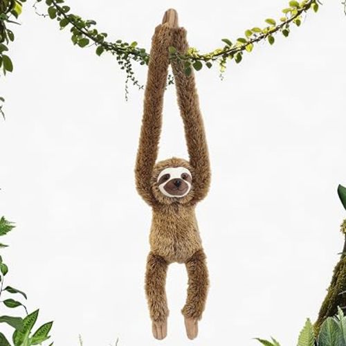 Hanging Stuffed Animal Sloth 30 Inch Giant Plush Toy Long Armed Hangs Realistic Wild Animal Plushie Weighted Hands Embrace Cute Jungle Safari Nursery Decor for Toddlers