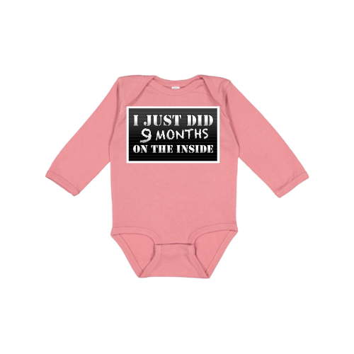 Inktastic 9 Months on the Inside Boys or Girls Long Sleeve Baby Bodysuit